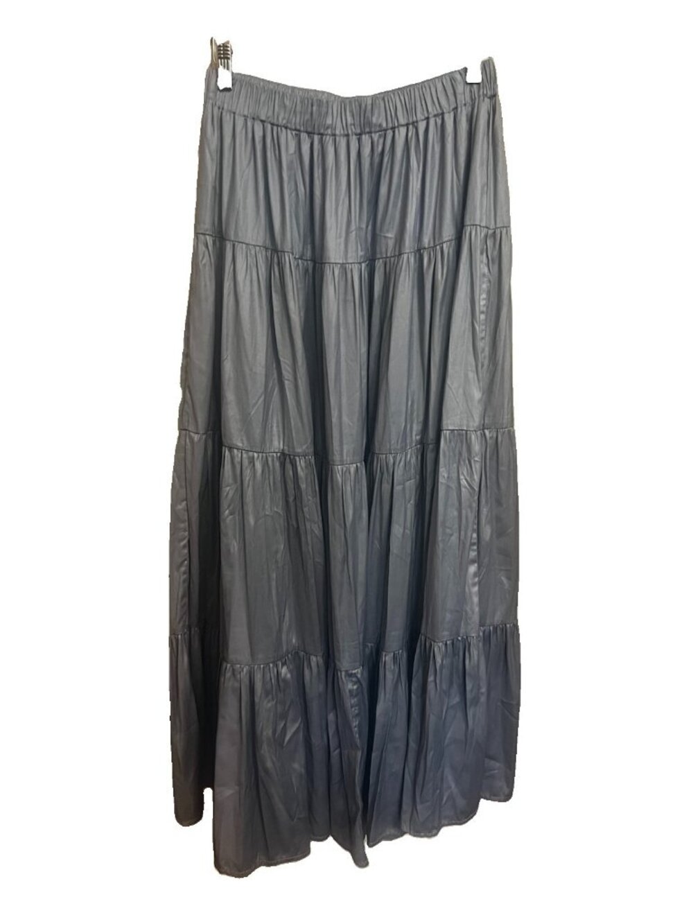 Boho Maxi Broom Skirt M Tiered Blue Western Hippie Festival Vacation.    Z